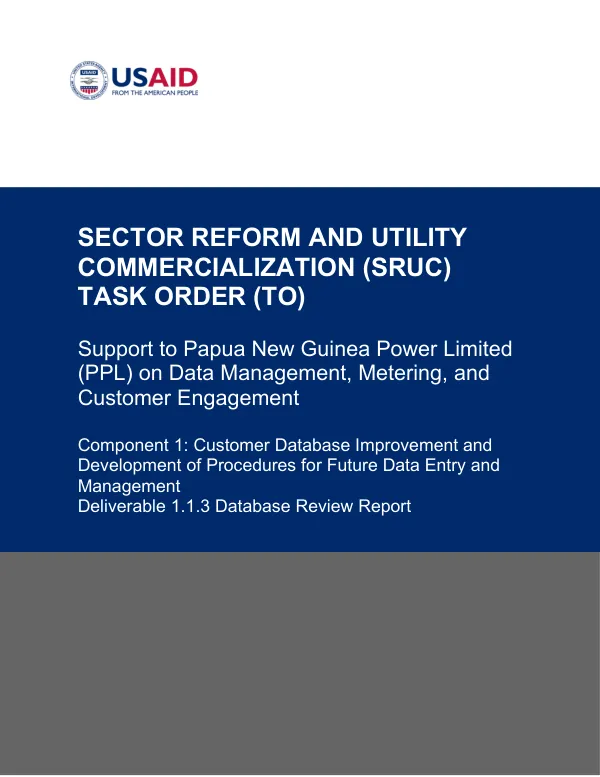 Database Review Report: Support to Papua New Guinea Power Limited (PPL) on Data Management, Metering, and Customer Engagement