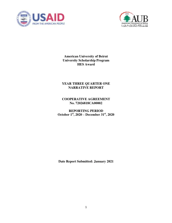 University Scholarship Program V at the American University of Beirut