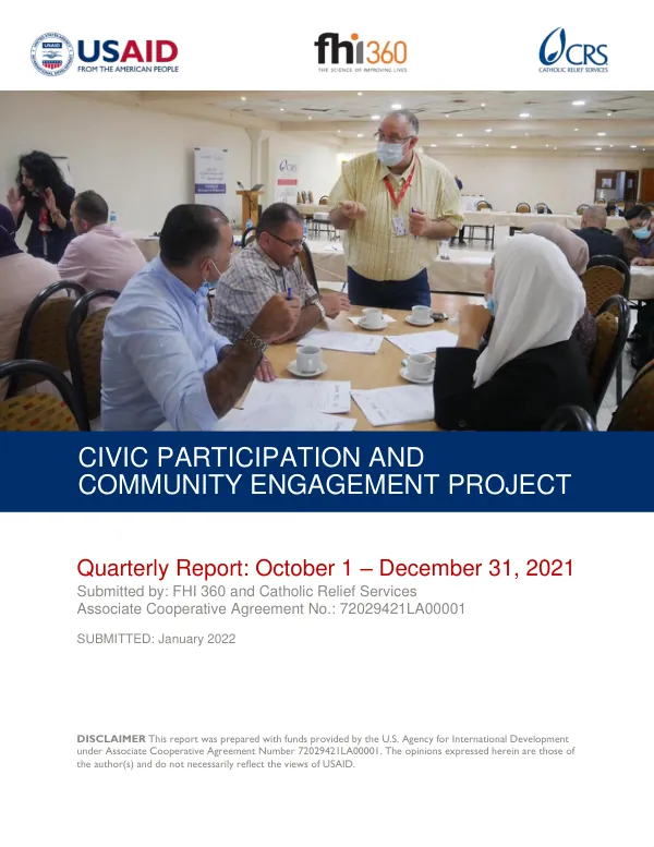 Civic Participation and Community Engagement Project Quarterly Report: October 1 – December 31, 2021