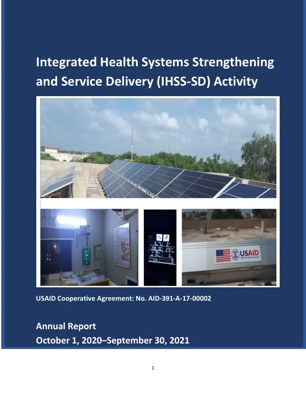 Annual Report: Integrated Health Systems Strengthening and Service Delivery (IHSS-SD) Activity