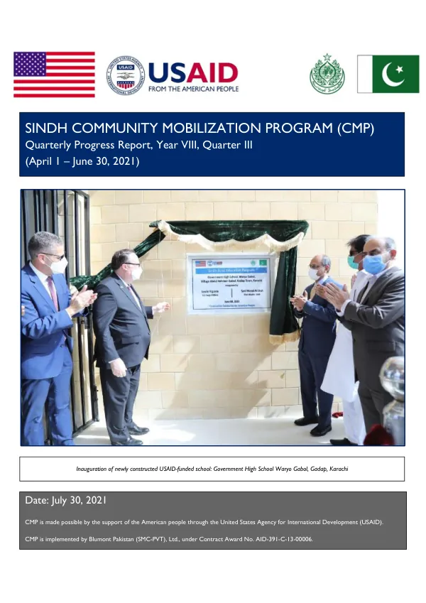 Sindh Community Mobilization Program Quarterly Progress Report Year VIII – Q III