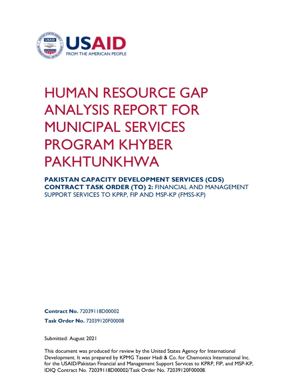 Human Resource Gap Analysis Report for MSP-KP – Pakistan FMSS-KP