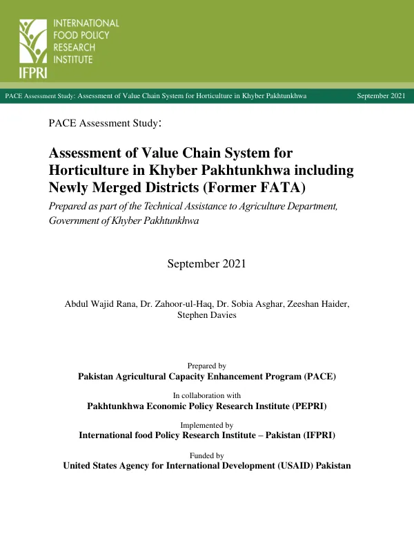 PACE Assessment Study: Assessment of Value Chain System for Horticulture in Khyber Pakhtunkhwa