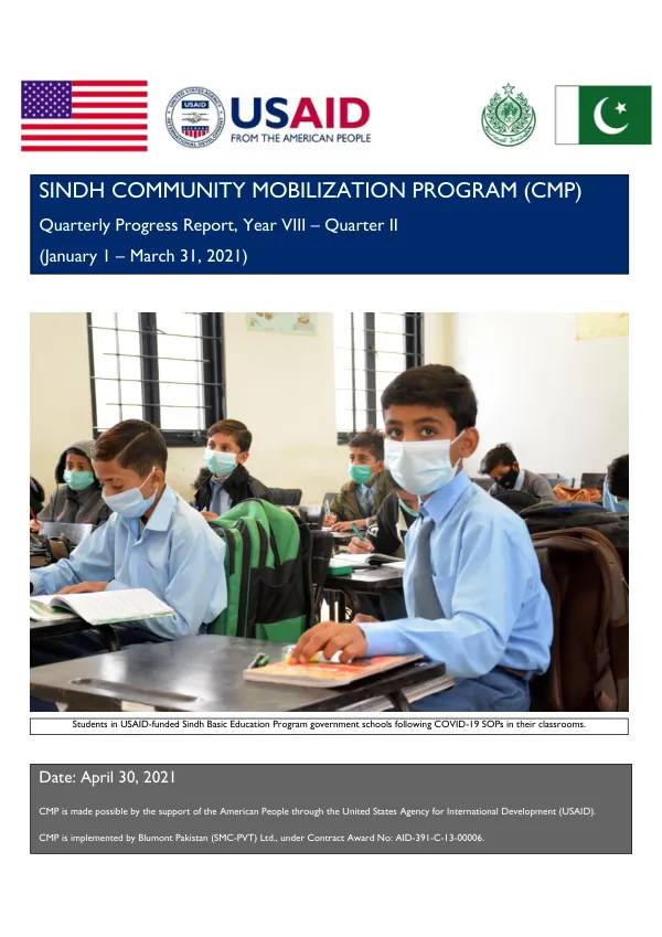 Sindh Community Mobilization Program Quarterly Progress Report Year VIII – Q II
