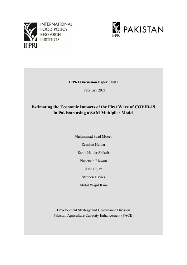 Estimating the Economic Impacts of the First Wave of COVID-19 in Pakistan using a SAM Multiplier Model