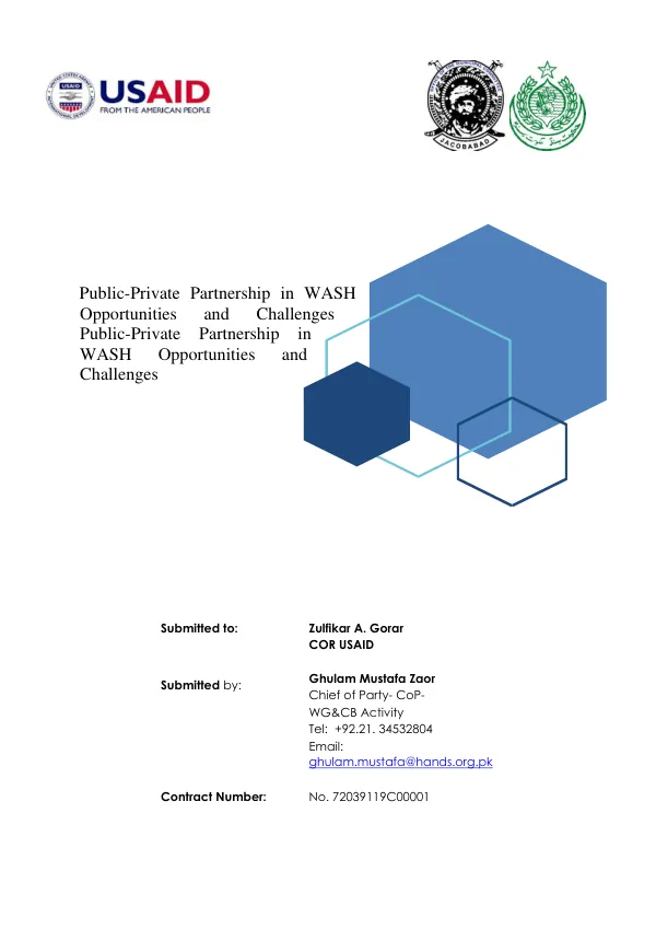 Public-Private Partnership in WASH Opportunities and Challenges