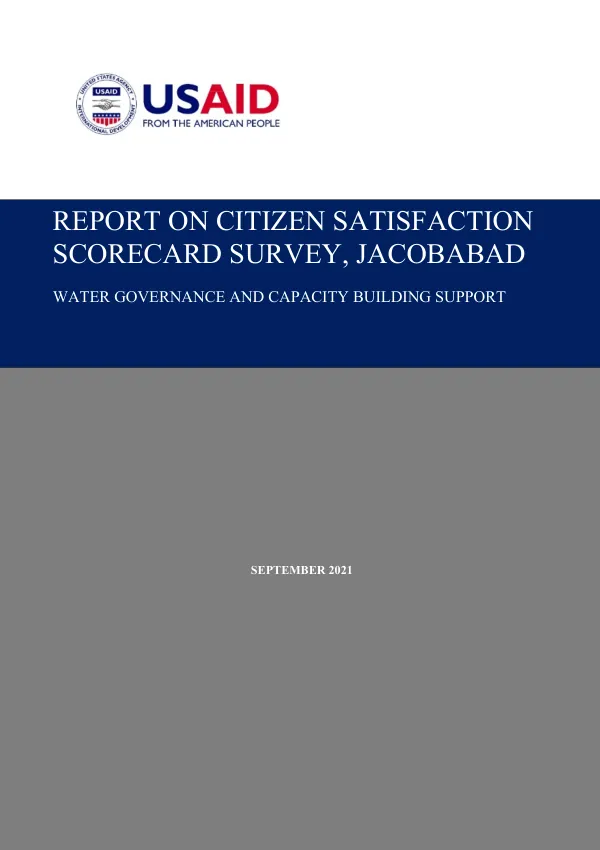 Final Report: Citizen Satisfaction Scorecard Survey, Jacobabad