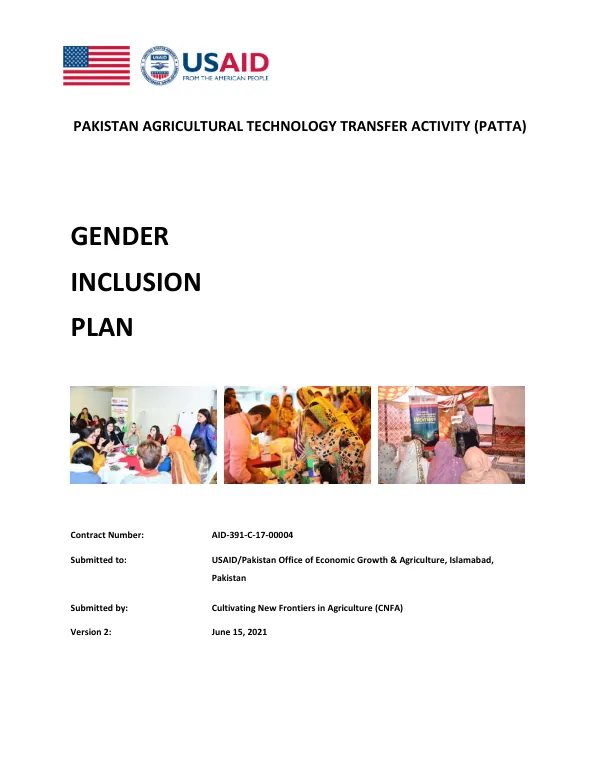 Pakistan Agricultural Technology Transfer Activity (PATTA) Gender Inclusion Plan – Version II