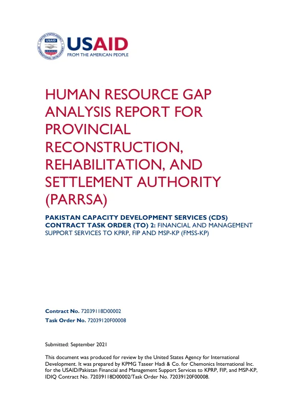 Human Resource Gap Analysis Report for PARRSA – Pakistan FMSS-KP