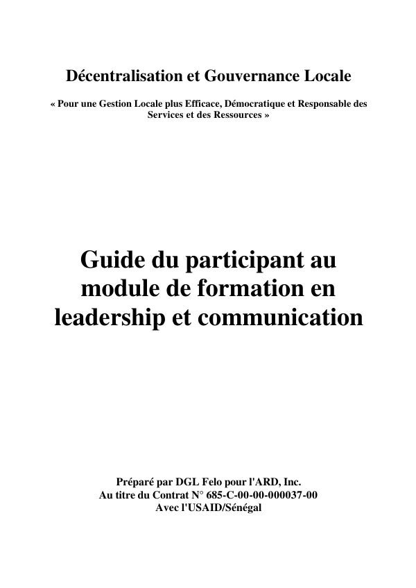 Leadership et Communication – Guide du Participant