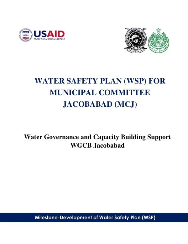 Development of Water Safety Plan (WSP) for Municipal Committee Jacobabad (MCJ)