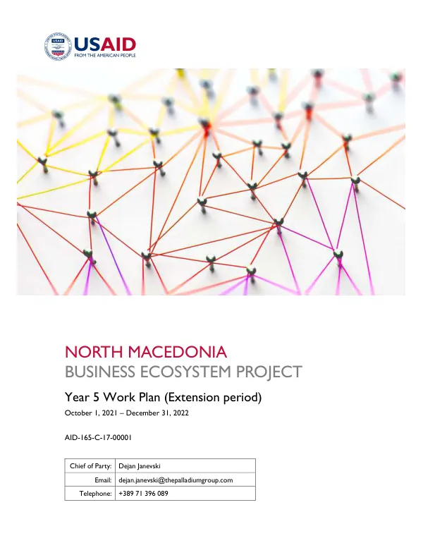 USAID Business Ecosystem Project Year 5 Work Plan (Extension period)