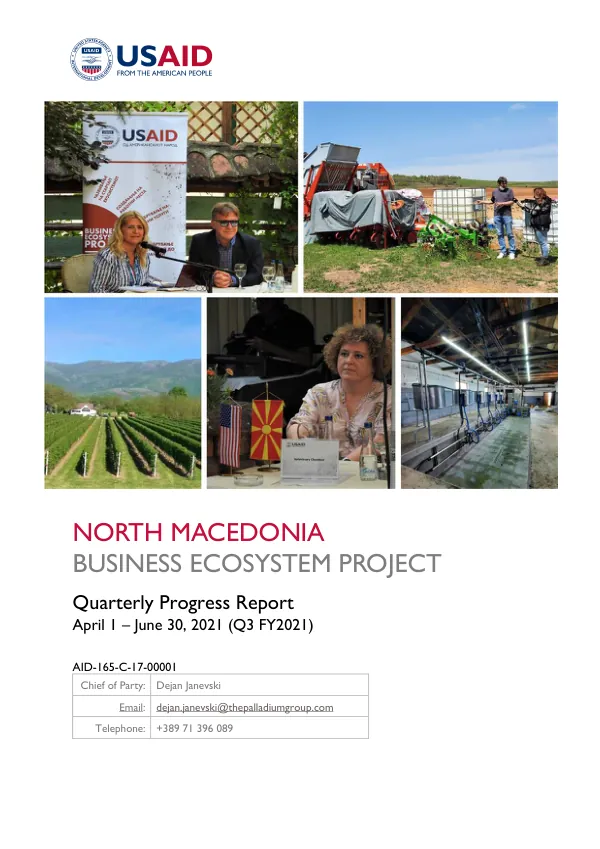 USAID Business Ecosystem Project Quarterly Progress Report (Apr 1 – Jun 30, 2021)