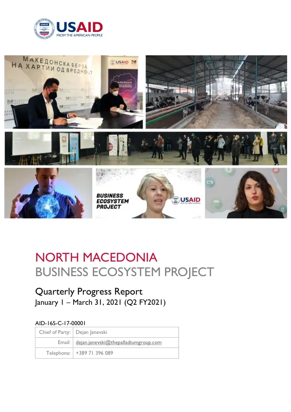 USAID Business Ecosystem Project Quarterly Progress Report (Jan 1 – Mar 31, 2021)