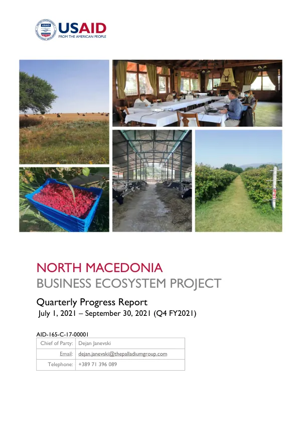 USAID Business Ecosystem Project Quarterly Progress Report (Jul 1 – Sep 30, 2021)