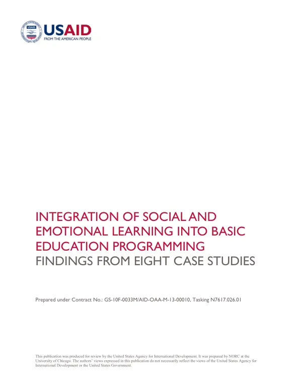 Integration of Social and Emotional Learning into Basic Education Programming: Findings from Eight Case Studies