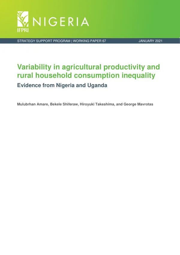 Variability in agricultural productivity and rural household consumption inequality: Evidence from Nigeria and Uganda