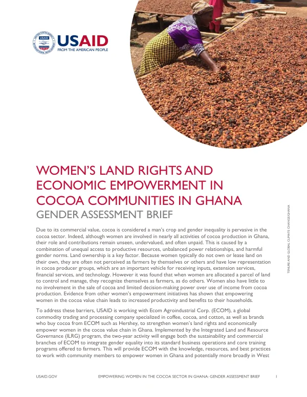 Empowering Women in the Cocoa Sector in Ghana: Gender Assessment Brief