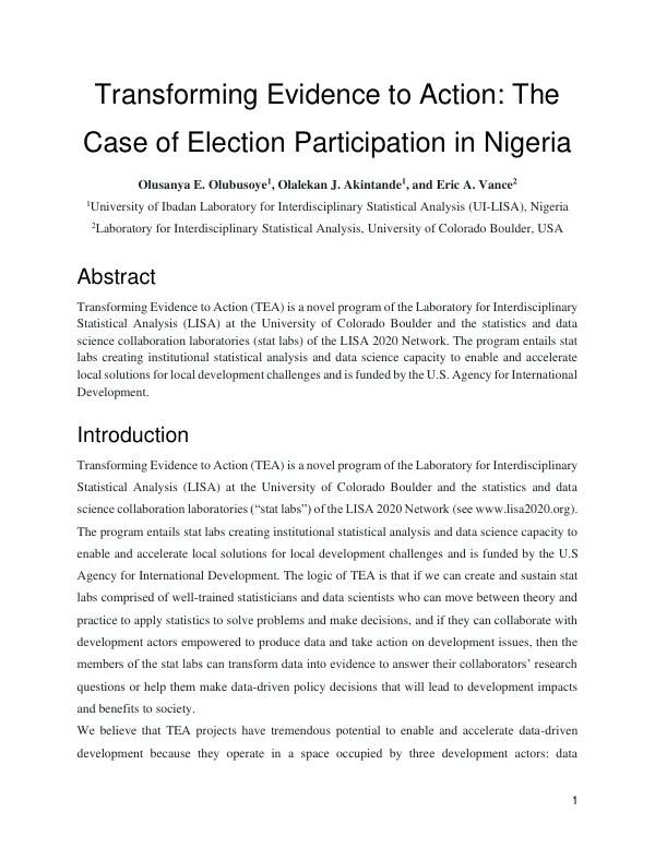 Transforming Evidence to Action: The Case of Election Participation in Nigeria