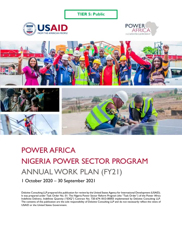 Annual Work Plan (FY21) for the Nigeria Power Sector Program