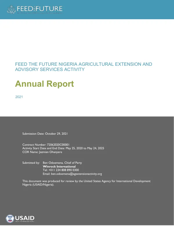 Feed the Future Nigeria Agricultural Extension and Advisory Services Activity Annual Report 2021