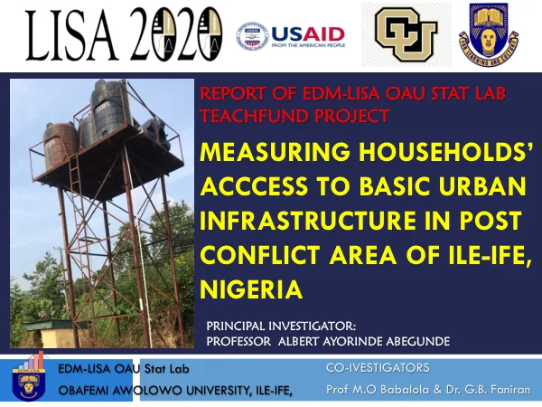 Measuring Households' Access to Basic Urban Infrastructure in Post Conflict Area of Ile-Ife, Nigeria