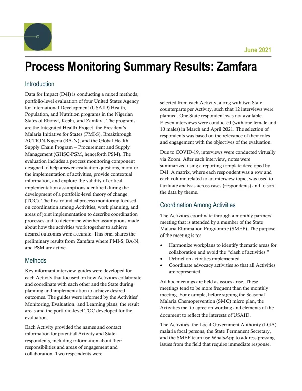 Zamfara Process Monitoring Results_FS-21-523 D4I