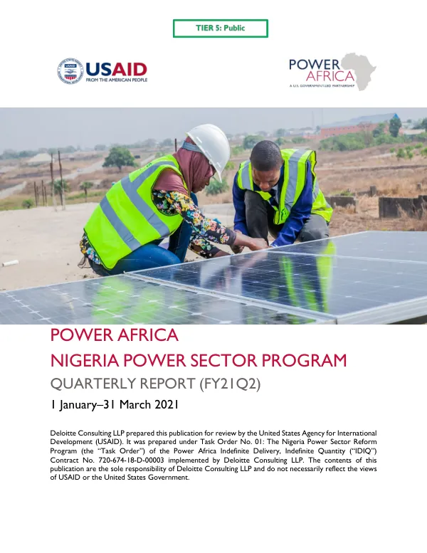 Nigeria Power Sector Program Quarterly Report (FY21Q2)