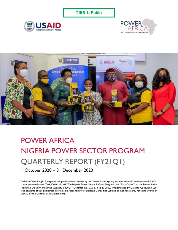 Nigeria Power Sector Program Quarterly Report (FY21Q1)