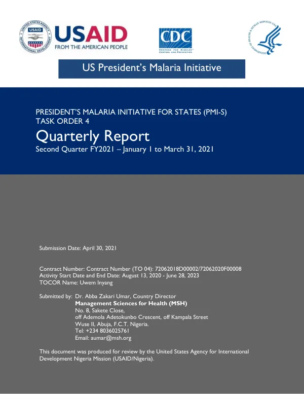 PMI-S TO 04 FY21 Q2 Quarterly Report (January 1 – March 31, 2021)