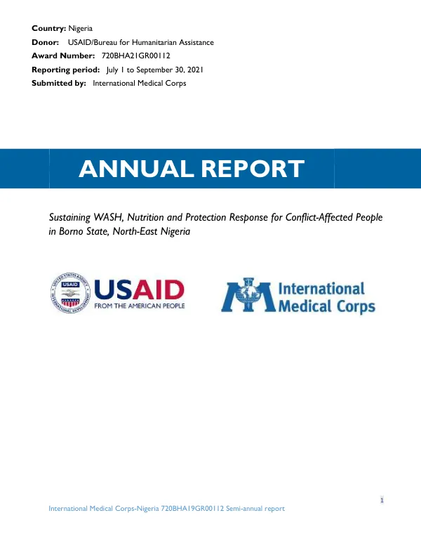 Sustaining WASH, Nutrition and Protection Response for Conflict-Affected People in Borno State, North-East Nigeria