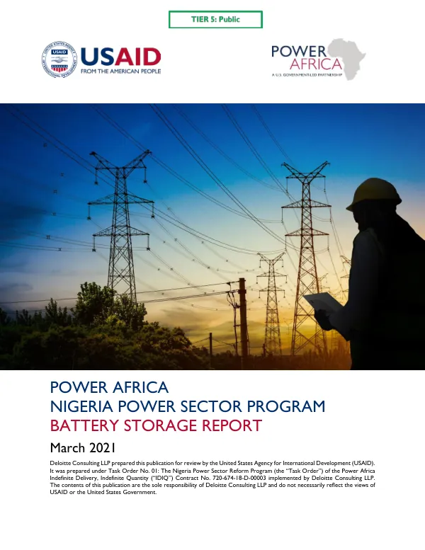 Nigeria Power Sector Program Battery Storage Report