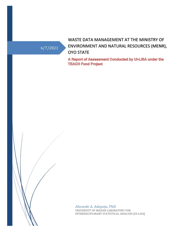 Waste Data Management at the Ministry of Environment and Natural Resources (MENR), Oyo State