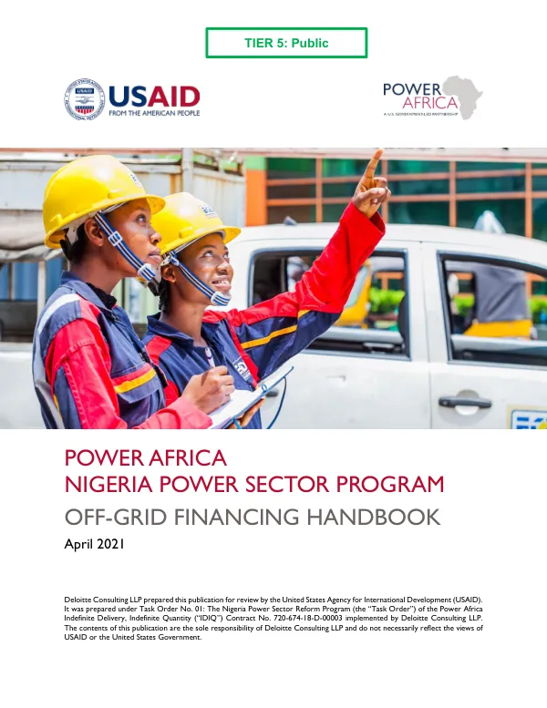 Power Africa Nigeria Power Sector Program Off-Grid Financing Handbook