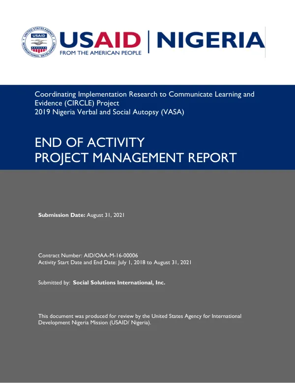 CIRCLE 2019 Nigeria VASA Final Project Management Report