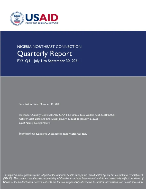 Nigeria Northeast Connection Activity Quarterly Report FY21Q4