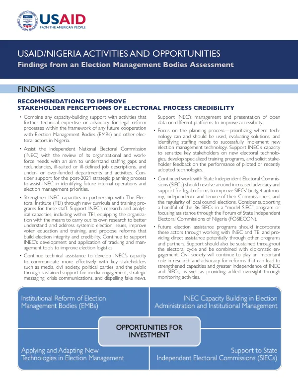 USAID/Nigeria Activities and Opportunities: Findings from an Election Management Bodies Assessment