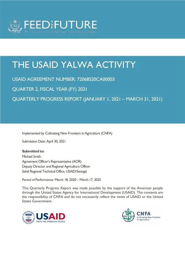 USAID Yalwa Activity Quarter 2 FY21 Report