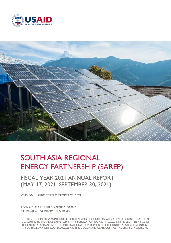 South Asia Regional Energy Partnership (SAREP) FY 2021 Annual Report