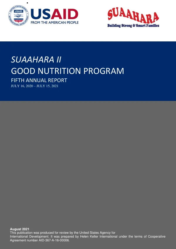 Suaahara II Good Nutrition Program Fifth Annual Report, July 16, 2020 – July 15, 2021