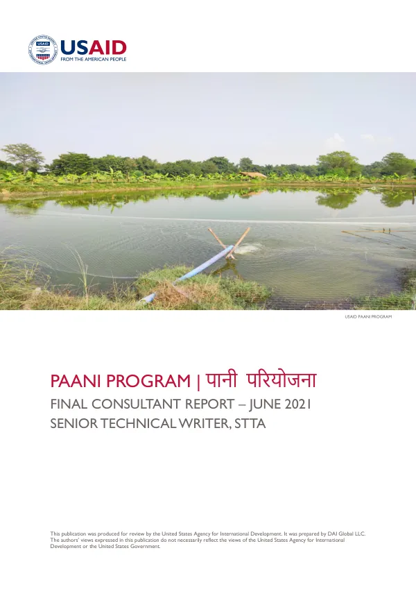 Final Consultant Report – June 2021: PAANI PROGRAM
