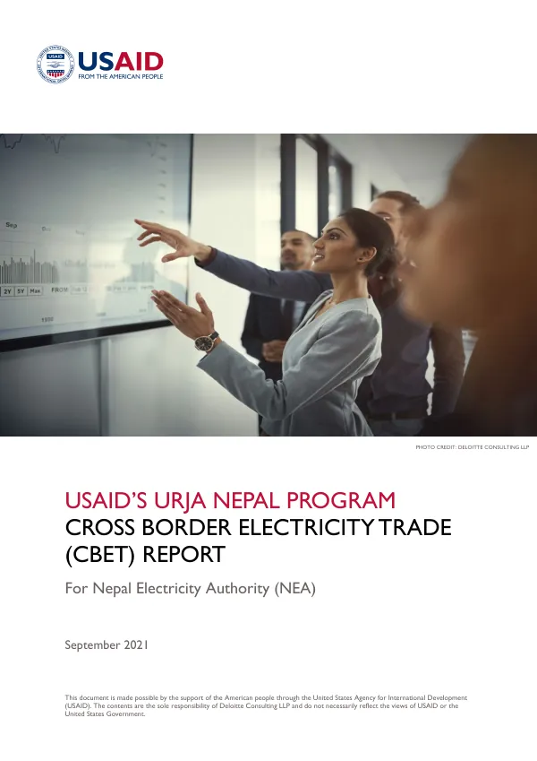 USAID’s URJA NEPAL PROGRAM CROSS BORDER ELECTRICITY TRADE (CBET) REPORT