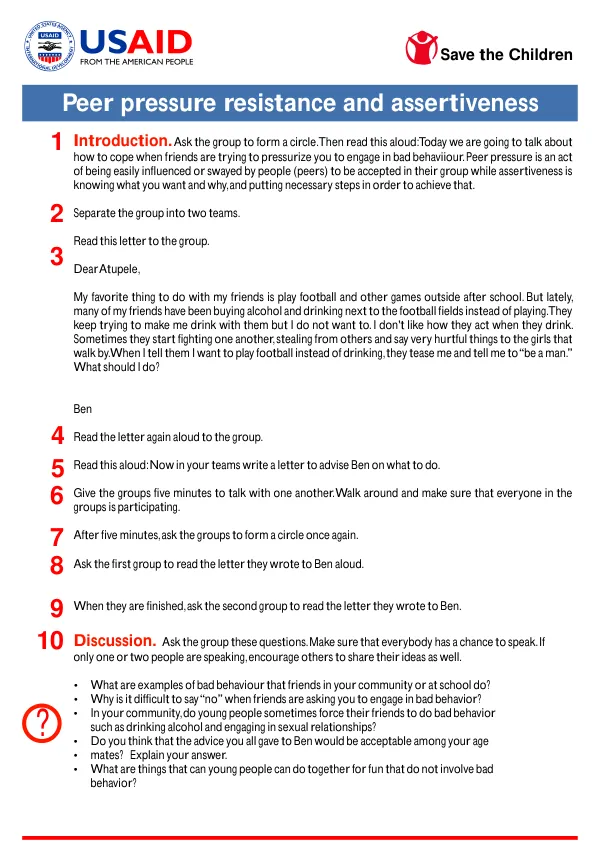 Peer Pressure Resistance and Assertiveness