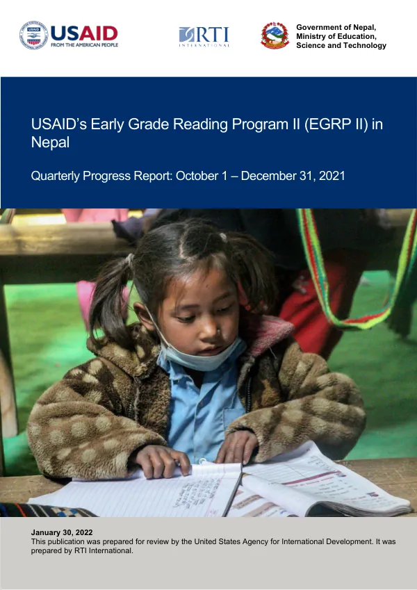 USAID’s Early Grade Reading Program II (EGRP II) in Nepal: Quarterly Progress Report, October 1 – December 31, 2021