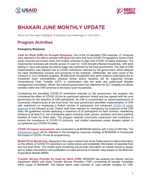 BHAKARI June Monthly Update