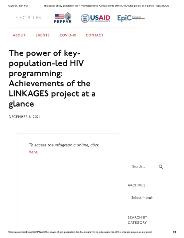 The power of key-population-led HIV programming: Achievements of the LINKAGES project at a glance