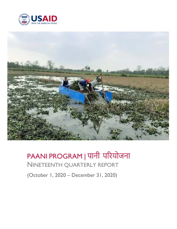 USAID Paani Program 19th Quarterly Report