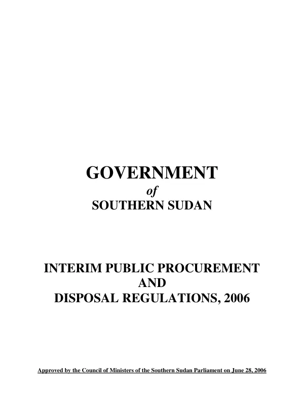 Interim Public Procurement and Disposal Regulations, 2006