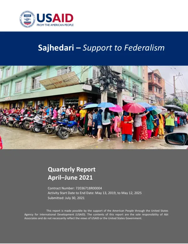 Quarterly Report: Sajhedari – Support to Federalism