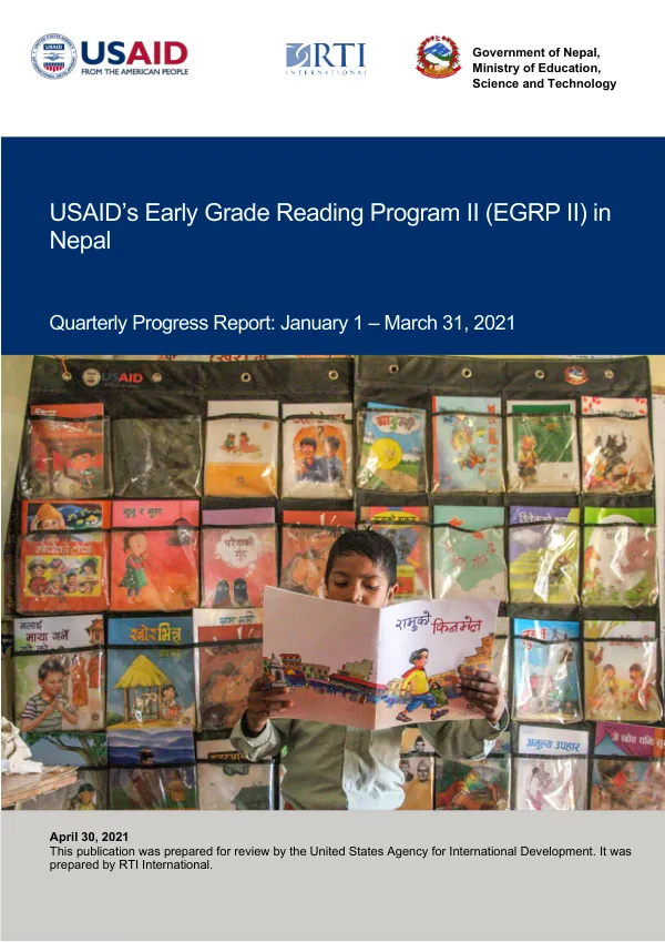 Quarterly Progress Report: January 1 – March 31, 2021 for USAID’s Early Grade Reading Program II (EGRP II) in Nepal
